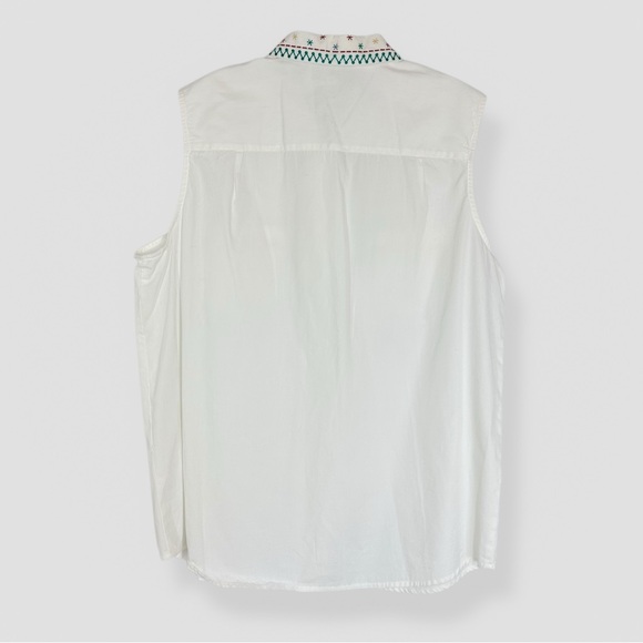 VTG Bechamel White Embroidered Button Up Vest with Silver Heart Buttons Size XL - Picture 6 of 8